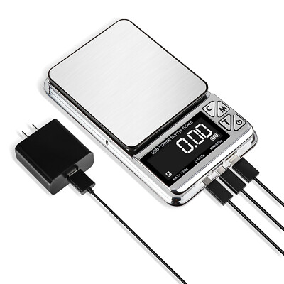 Dixvuk USB Rechargeable Mini Digital Scale - 3kg/0.1g High Precision, 9 Units, With 2 Trays, Pocket Kitchen Scale