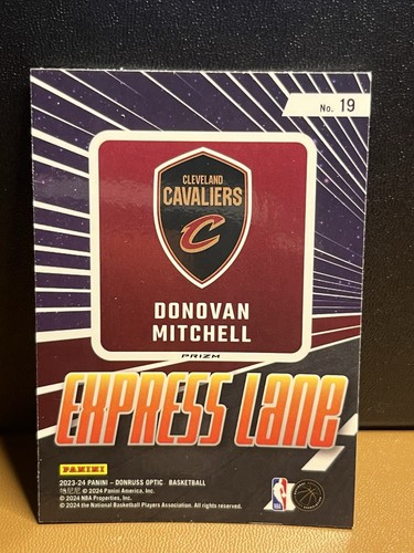 2023-24 Donruss Optic Donovan Mitchell Express Lane #19 Silver Holo Prizm Cavs - Picture 2 of 2