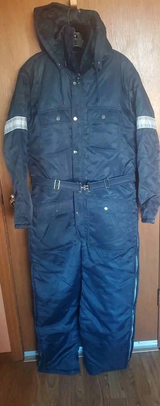 Vtg. Fieldmaster Nylon Snowmobile Overalls Detachable Hood Large Average 42-44