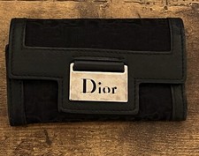 Christian Dior Canvas Black Tri-Fold Wallet Authentic Vintage Great Condition