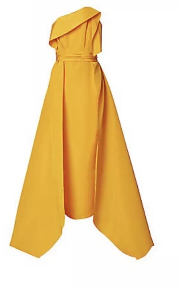 Carolina Herrera Strapless Pleated Silk-faille Gown - Yellow Sz 8 NWT | eBay