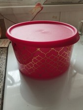 tupperware boîte ronde rouge  doré 2 litre série limitée pop s pas utiliser
