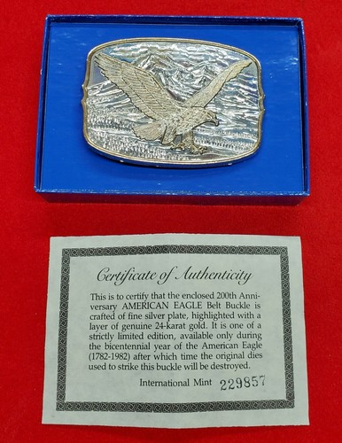 Hebilla de cinturón de águila americana 200 aniversario con certificado de autenticidad ave 🙂 Rara - Imagen 6 de 6