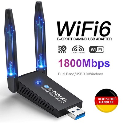 WLAN Stick USB 3.0 Adapter WiFi 6 AC 1800Mbps Bluetooth Dongle Dual Band 5GHz PC