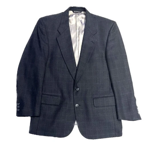 Burberry Sport Cappotto Giacca Uomo Blu Nero Ped de poule Lana Vintage Taglia 42 EUC