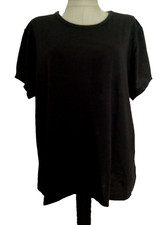 TIME AND TRU RELAX FIT BLACK SLUB CREW NECK SHORT SLEEVE KNIT TEE SHIRT SZ XL 