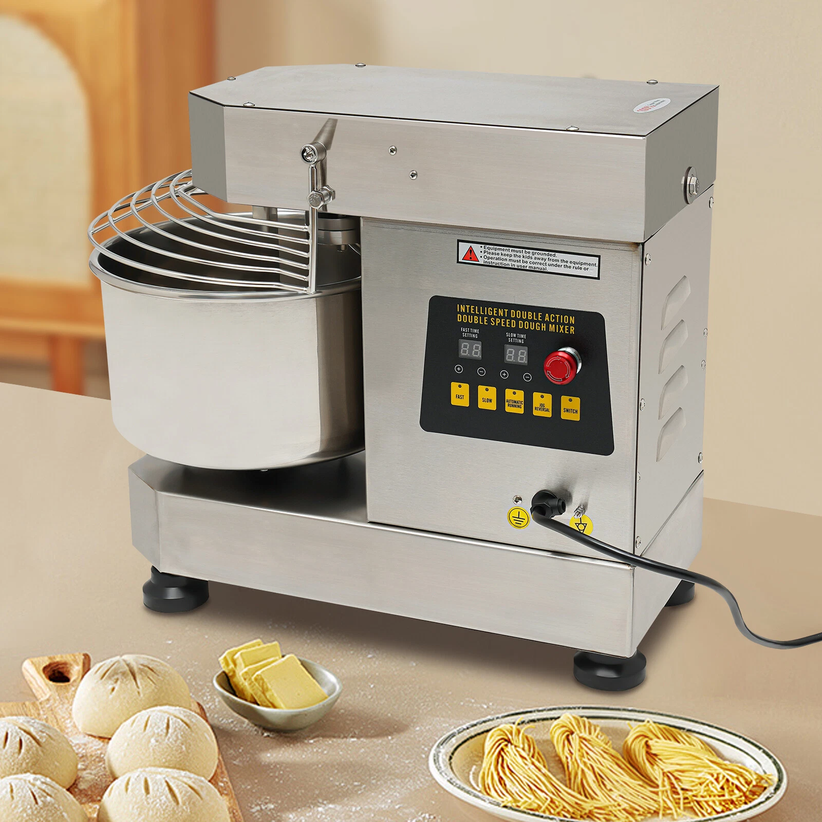 Commercial Food Mixer Dual Rotating Dough Kneading Machine with Stainless Steel