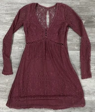 Hollister Lace Crochet Overlay Mini Sheath Dress Light Plum Color Size 3