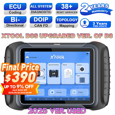 2025 XTOOL USED D8S Auto Full System Diagnositc Scan Tool 38+ Reset Topology Map