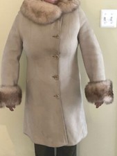Fleurette Neiman Marcus Dyed Merino Shearling Fur Coat Cream, Large Spain $1995