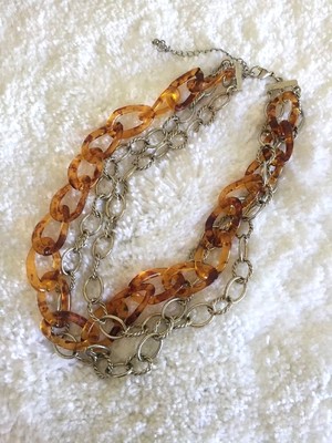 Tortoise Shell Necklace Chain Statement strands Womens Costume Jewelry 