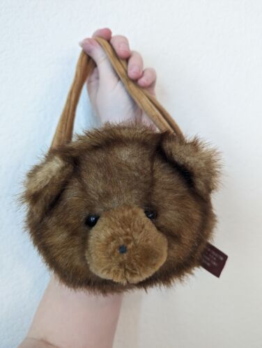Bearington Bear Collection Purse Small Brown Bear Head Plush - Afbeelding 1 van 5