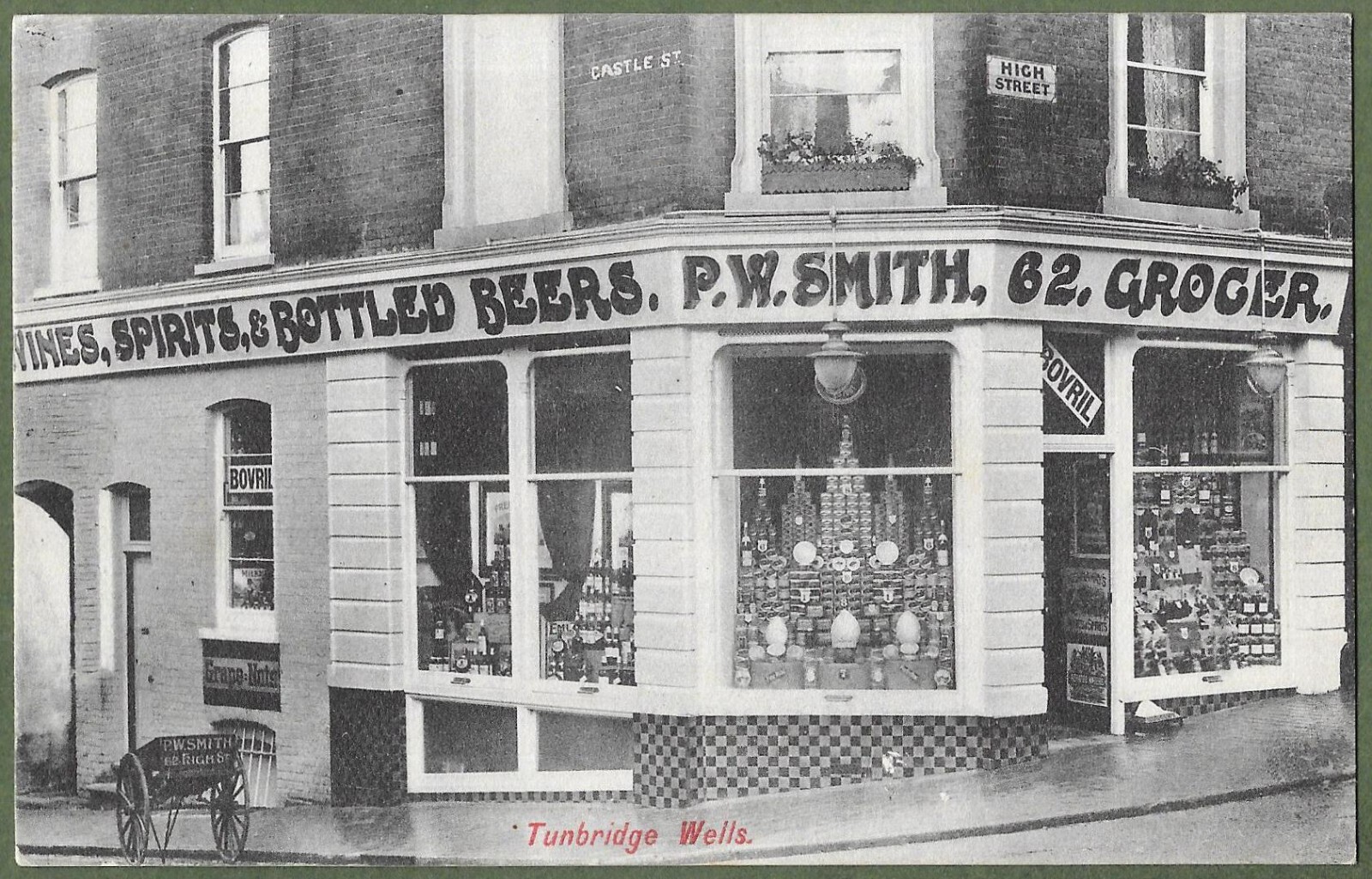 Tunbridge Wells Wine Merchants P.W. Smith. Castle St & High St c1905