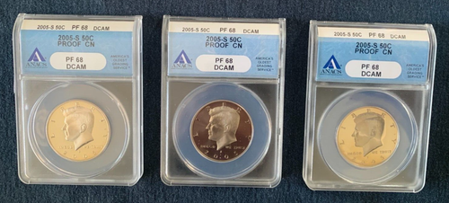 2005-S PROOF KENNEDY HALF DOLLAR 50c CLAD ANACS PF-68 DCAM NICE CAMEO COINS - Picture 2 of 14