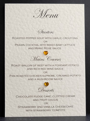 10 X Handmade Personalised Wedding Menu Cards - Many Colours - Free P&P - Picture 10 of 12