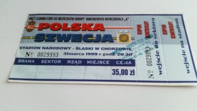 used ticket POLAND - SWEDEN 31.03.1999 (full)
