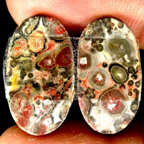 Natural Bird Eye Jasper Matched Pair Oval Pear Cushion Cab Loose Gemstone PK14 - Imagen 91 de 165