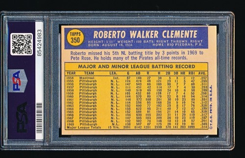 Topps Roberto Clemente #350 1970 PSA 6 - Imagen 2 de 2