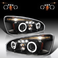 Fit 2004-2007 Chevy Malibu Black Led Halo Projector Headlights Head Lamps 04-07
