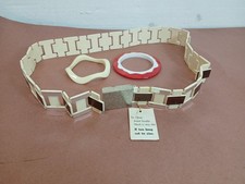 Fashion belt Wood Grain/ Silver Plastic Bracelet Mid-Century Modern