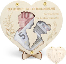 Hochzeitsgeschenk Holzherz Geldbox personalis...