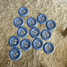 14 Vintage Light Blue 1/2" 4 Hole Sew Through Buttons Sewing Crafts