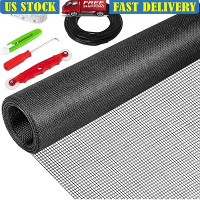Window Screen Replacement Kit Fiberglass Mesh Repair Tool Rolling Spline Hook US