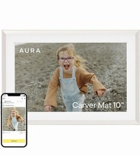 Aura Carver Mat 10" Wi-Fi LCD Digital Photo Frame White Interactive Touchbar