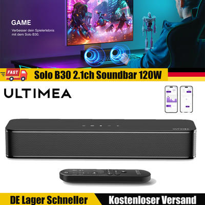 ULTIMEA Solo B30 2.1 Mini-Soundbar für TV, All-in-One-PC-Soundbar, 120 W, APP