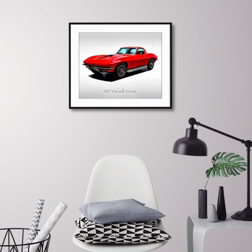 Classic Cars - 1967 Chevrolet Corvette Rally Red - Print - Picture 5 of 6