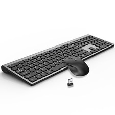Wireless Keyboard and Mouse Combo, FullSize Slim Keyboard with Numeric Keypad...