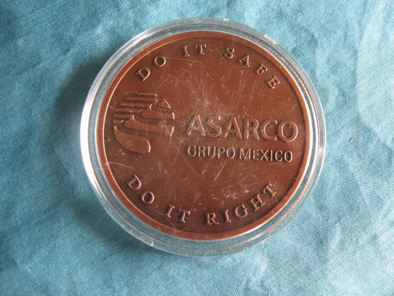 Tucson AZ ASARCO Solid Copper Stamped 50 Year Commemorative Medallion-Mining