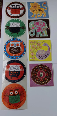 Smile Makers Stickers Lot Of 9 Owls And Inspirational 