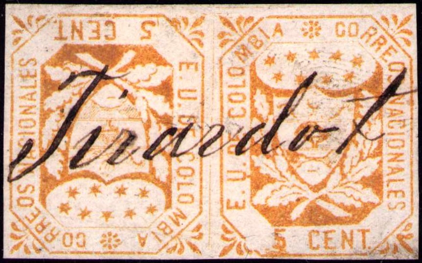 COLOMBIA - CLASSIC - 5c TETE-BECHE PAIR - MS GIRARDOT - Sc 30a - 1864 $$$$