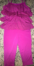 Girls Weissman Medium Child MC Pink Glitter One Piece Dance Or Gymnastics Suit