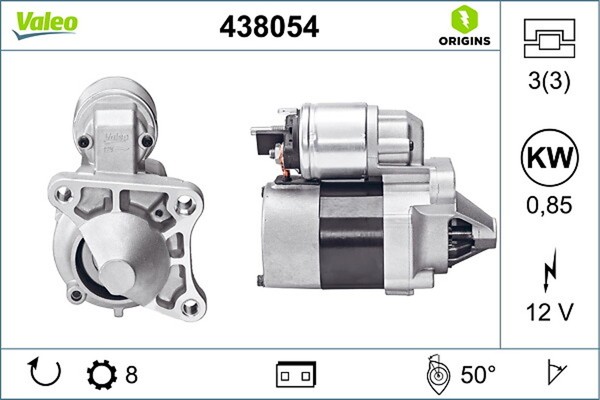 Anlasser Starter Valeo Origins - New O.E. Technologie 438054 FüR Kangoo Clio 12V-image