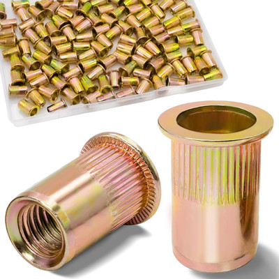 1/4 Rivet Nut, 115Pcs Carbon Steel Zinc Rivet Nuts 1/4-20, 1 4 20 Threaded Inser
