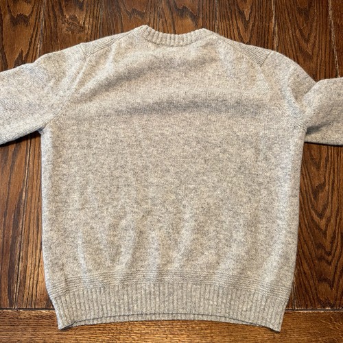 Maglione uomo Wallace & Barnes Shetland lana toppa gomito taglia large grigio - Foto 6 di 6