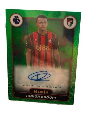 2025-26 Topps Merlin Junior Kroupi Auto Green Refractor /99 AFC Bournemouth RC