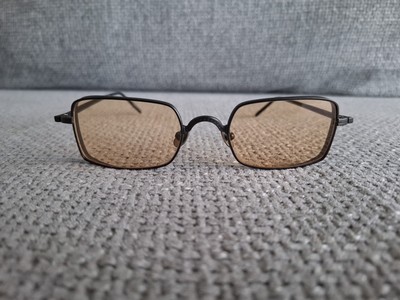 MATSUDA Titanium Square Sunglasses Model M3079 Matte Black & Yellow Lenses 52-21
