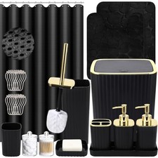 Bathroom Set with Shower Curtain and Bath Set Shower Curtain Rugs Black Gold
