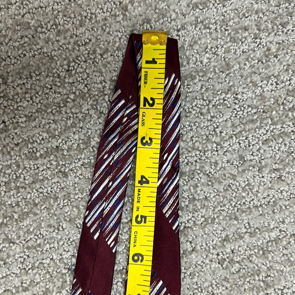 Corbata de seda flecha vintage años 60 borgoña rayas atómicas retro mod hombres locos Rockabilly Foto 4 de 4