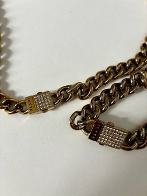 JETTE JOOP Schmuckset Gold Panzerkette & Armband Strass Schloss massiv