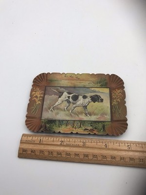 Vintage Hunting Dog Tin Tip Tray