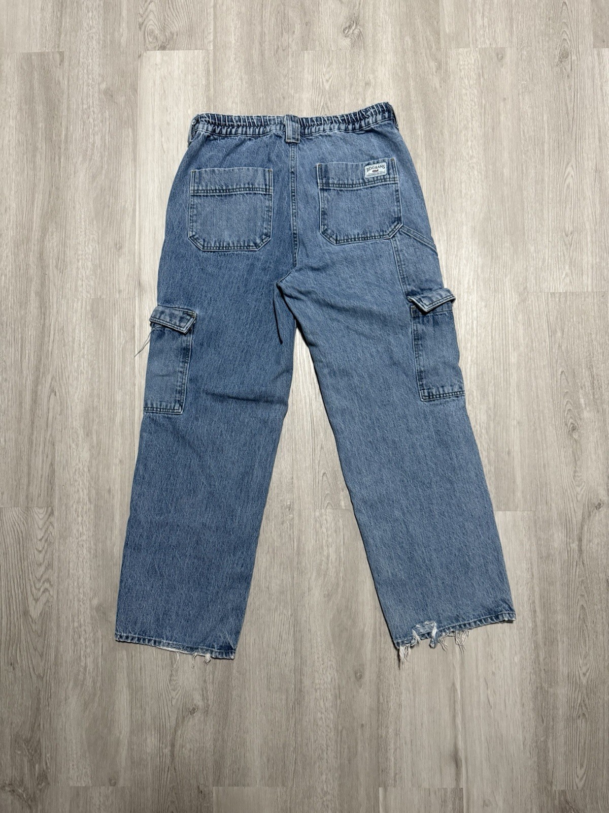 BDG Urban Outfitters Men's Blue Denim Cargo Jeans Raw Hem Distressed