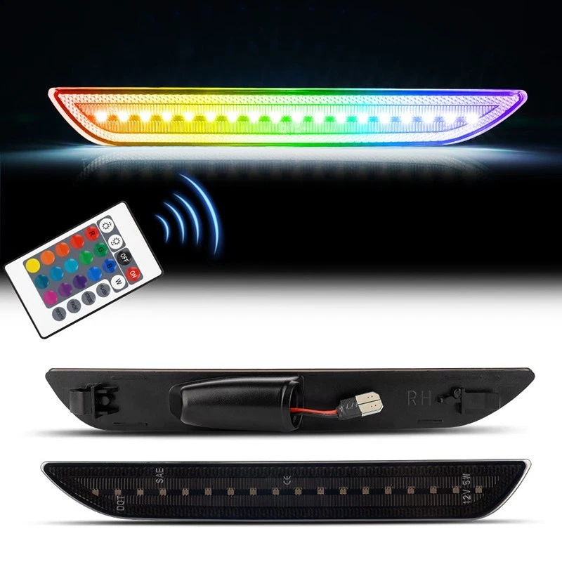 2x Luz de freno LED de parachoques trasero RGB ahumada para Ford Mustang 2015-2023 Foto 3 de 4