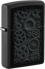 Zippo Lighter - Custom Message Engrave Steampunk Gears - Black Matte 48999