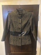 Doncaster Collection Women s Skirt Suit, Leather Detailing, Size 8