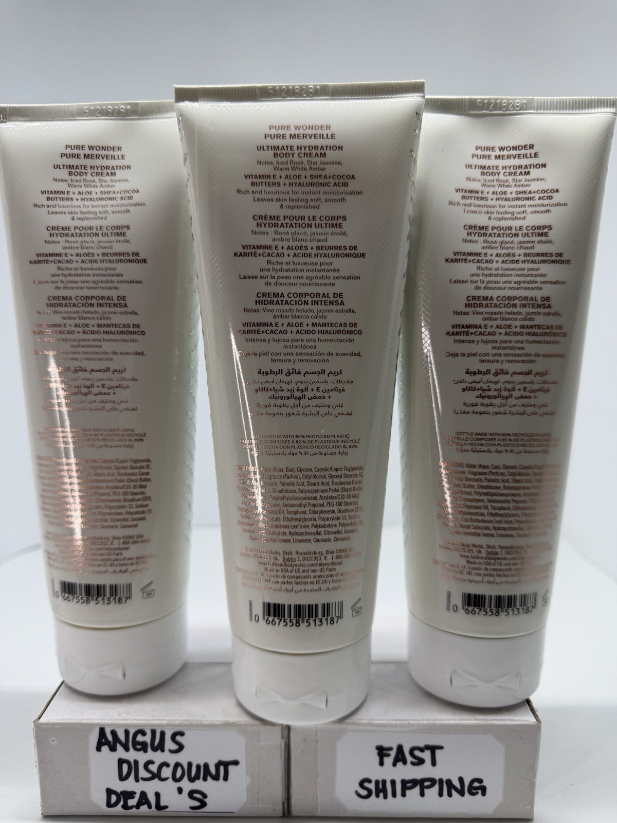BATH & BODY WORKS&ldquo;PURE WONDER &ldquo;Ultimate Hydration, Body Cream &ldquo;3 Bottles&rdquo;8oz,