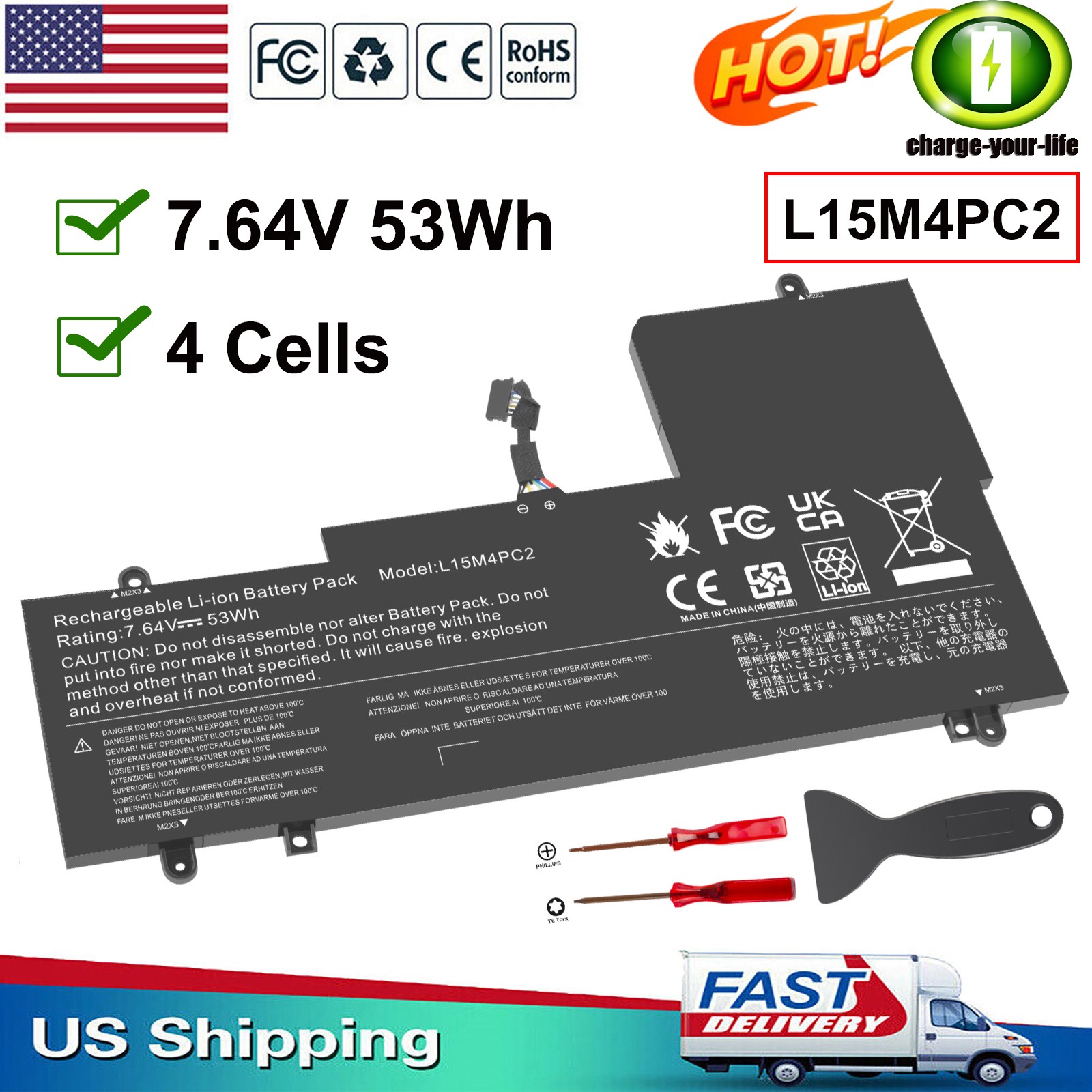 ✅L15M4PC2 L15L4PC2 Battery For Lenovo Yoga 710-14IKB 710-1